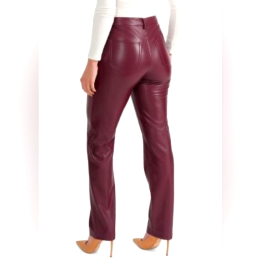 NWT Women's Joie Pant faux leather burgundy pants, size 8 - Picture 4 of 10